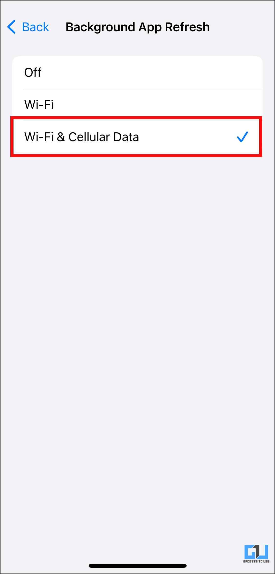 گزینه WiFi یا Cellular را انتخاب کنید