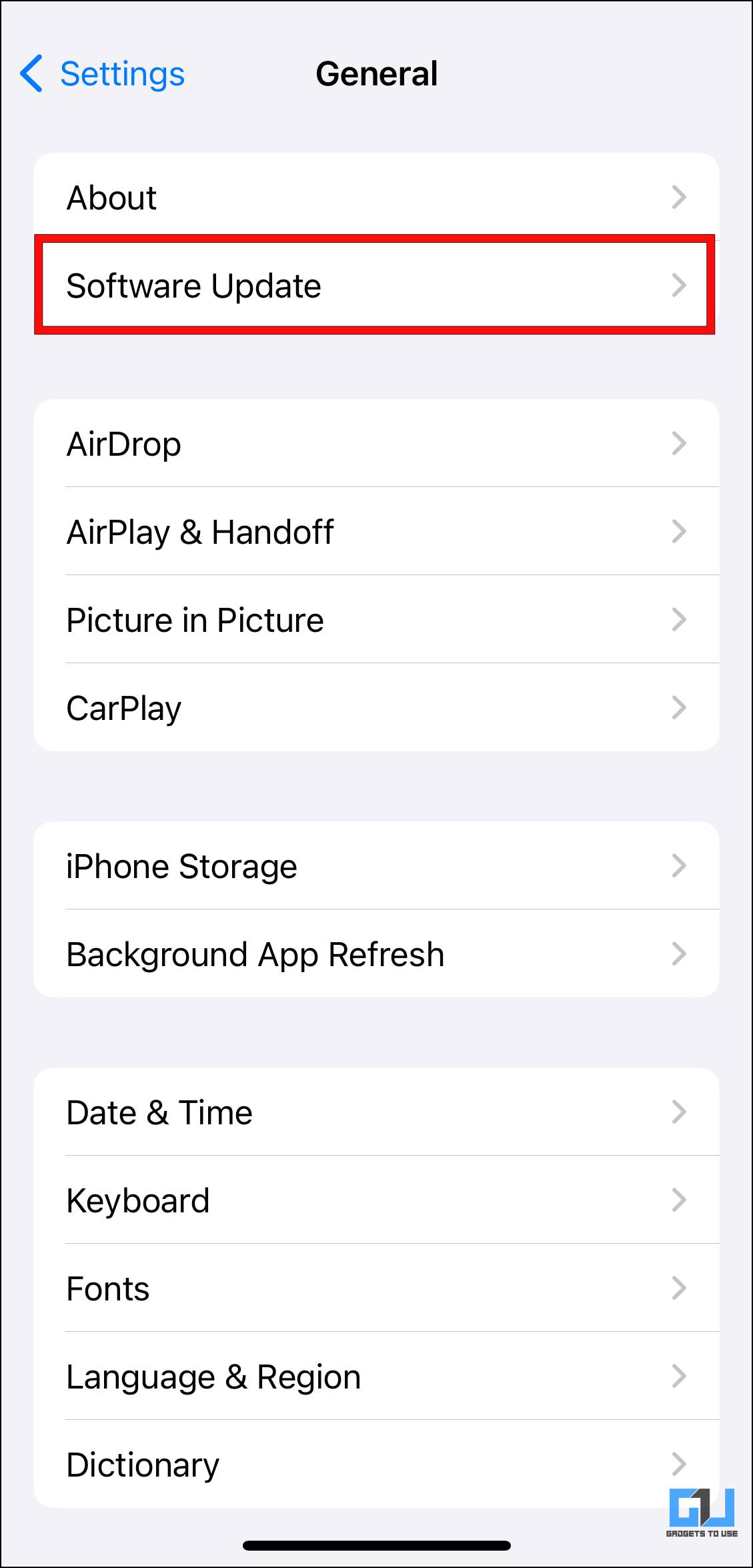 روی-Software-Update-iOS ضربه بزنید
