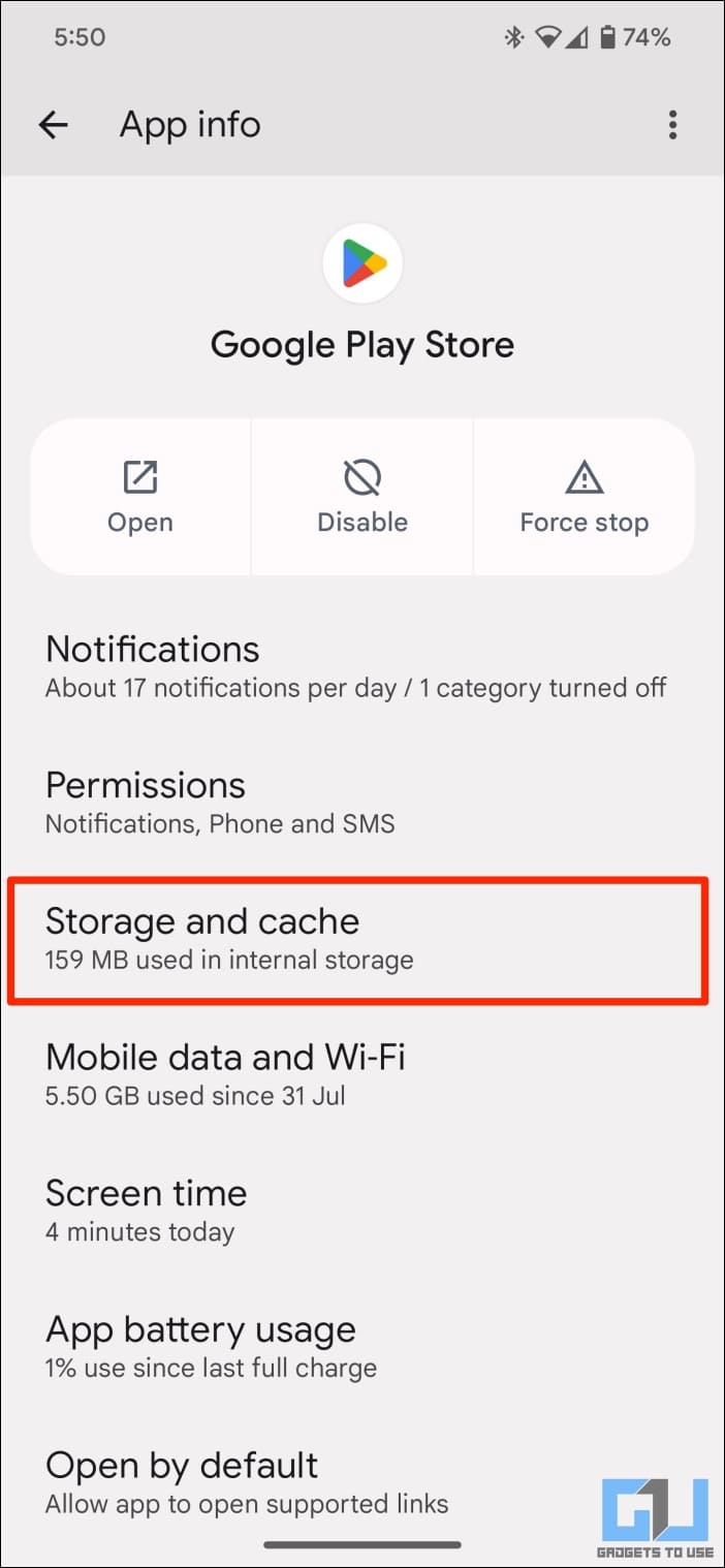 Storage و cache را انتخاب کنید