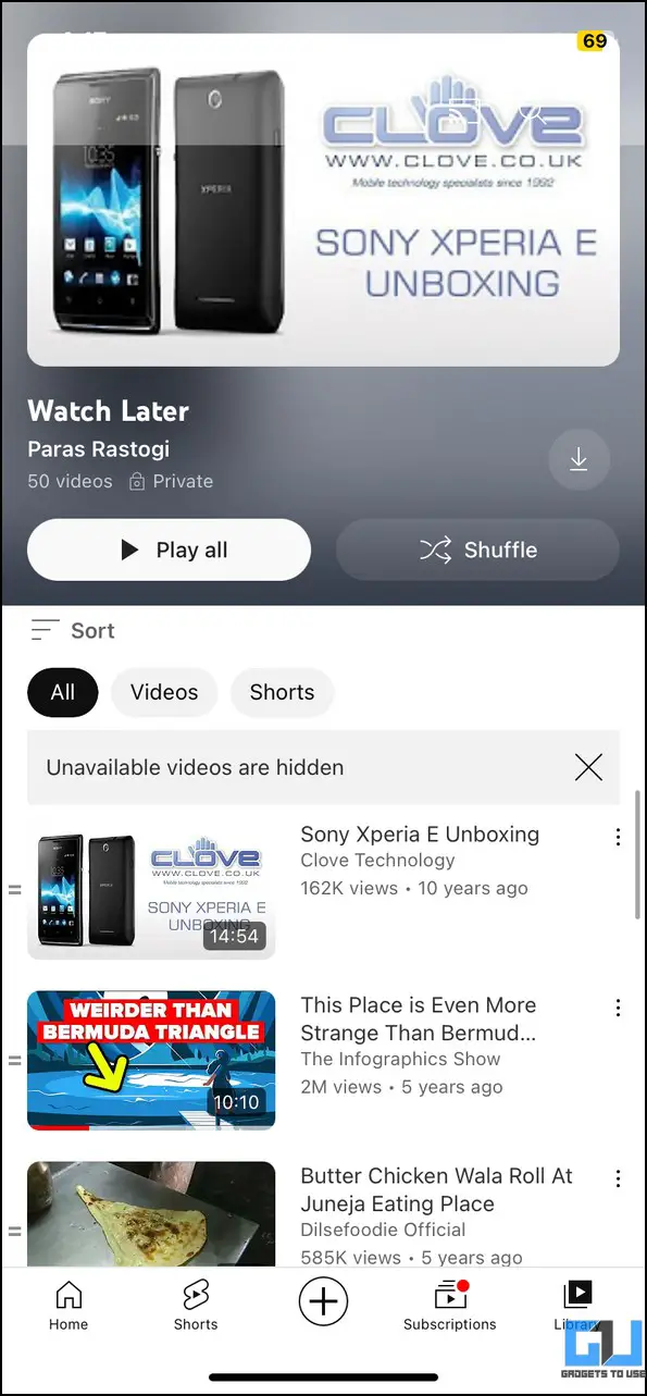 ویدیوهای YouTube Watch Later را پیدا کنید