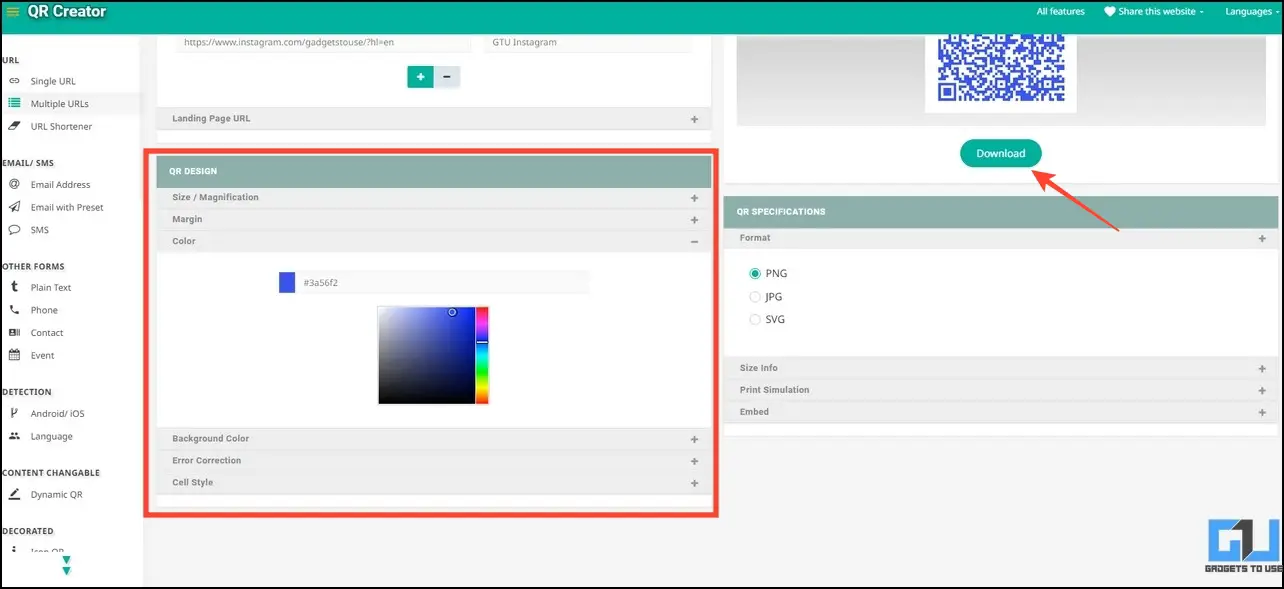 یک کد QR با چندین پیوند ایجاد کنید