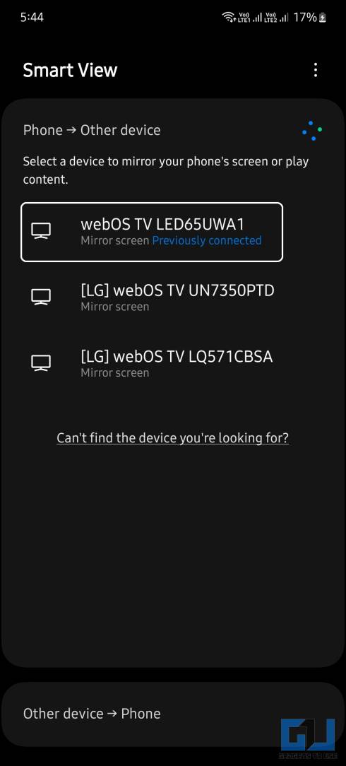 آینه صفحه نمایش به WebOS TV از اندروید