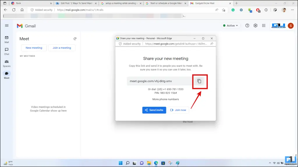 یک دعوت نامه برای جلسه Google از طریق ایمیل ارسال کنید