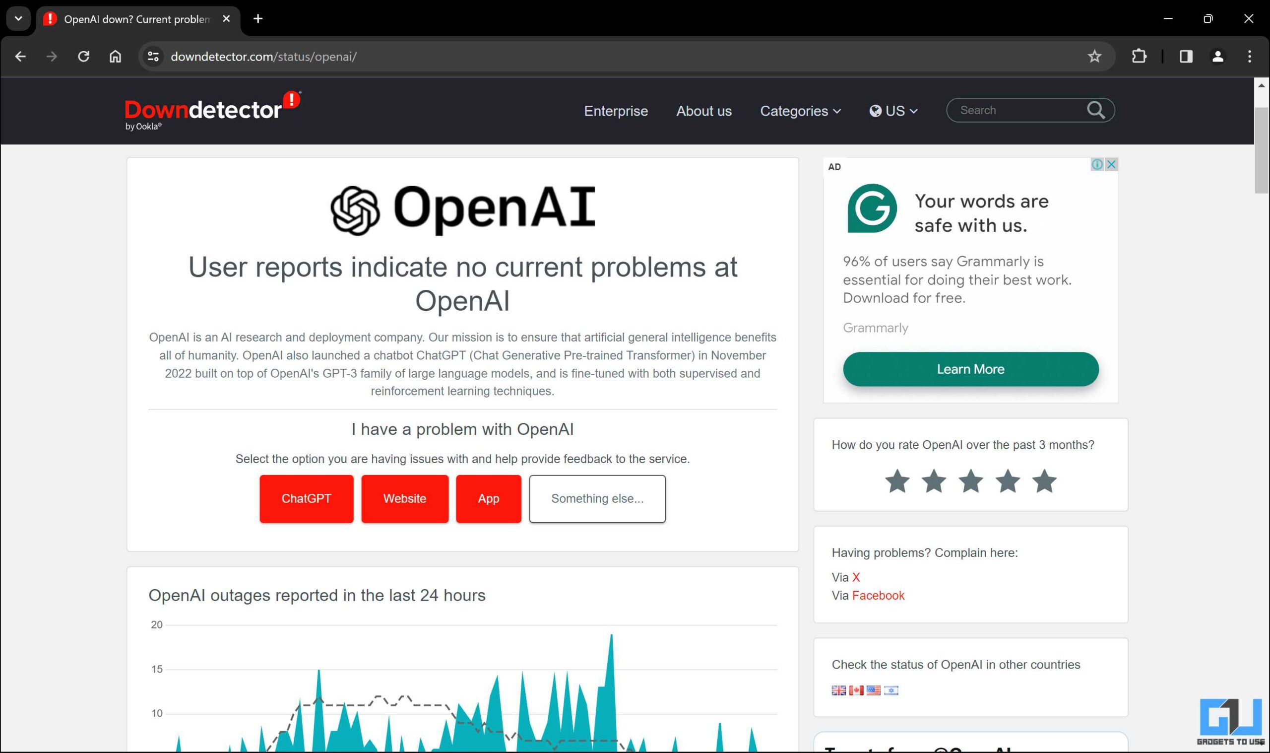 وضعیت OpenAI در DownDetector